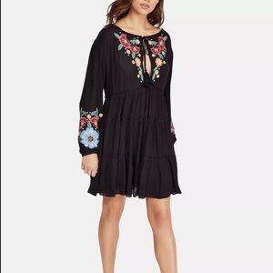 FREE PEOPLE Spell On You floral embroidered mini bohemian tunic dress Small